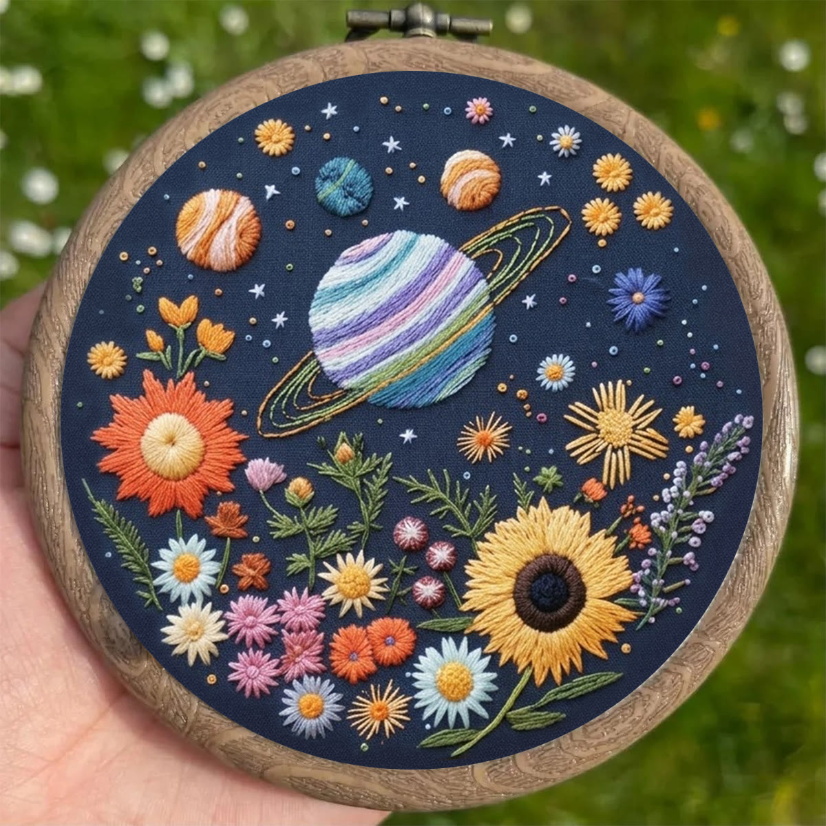 Rubbyoo Embroidery Kit - Floral Cosmic | Special DIY Birthday Gift | Intricate Planet & Flora Crewel Kit - image 3