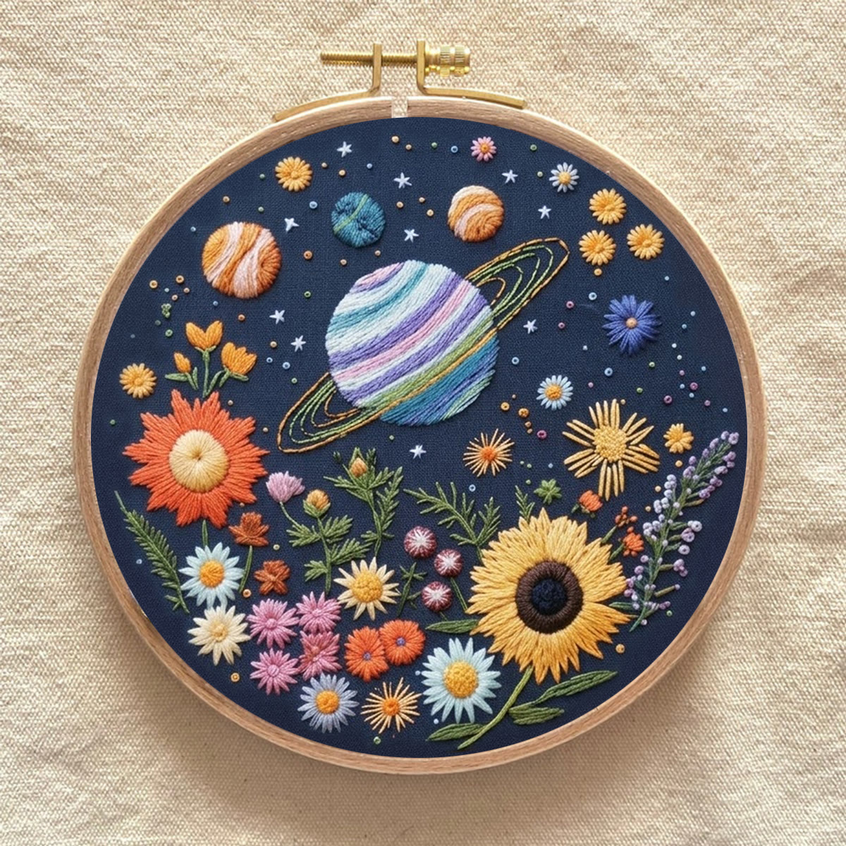 Rubbyoo Embroidery Kit - Floral Cosmic | Special DIY Birthday Gift | Intricate Planet & Flora Crewel Kit - image 6