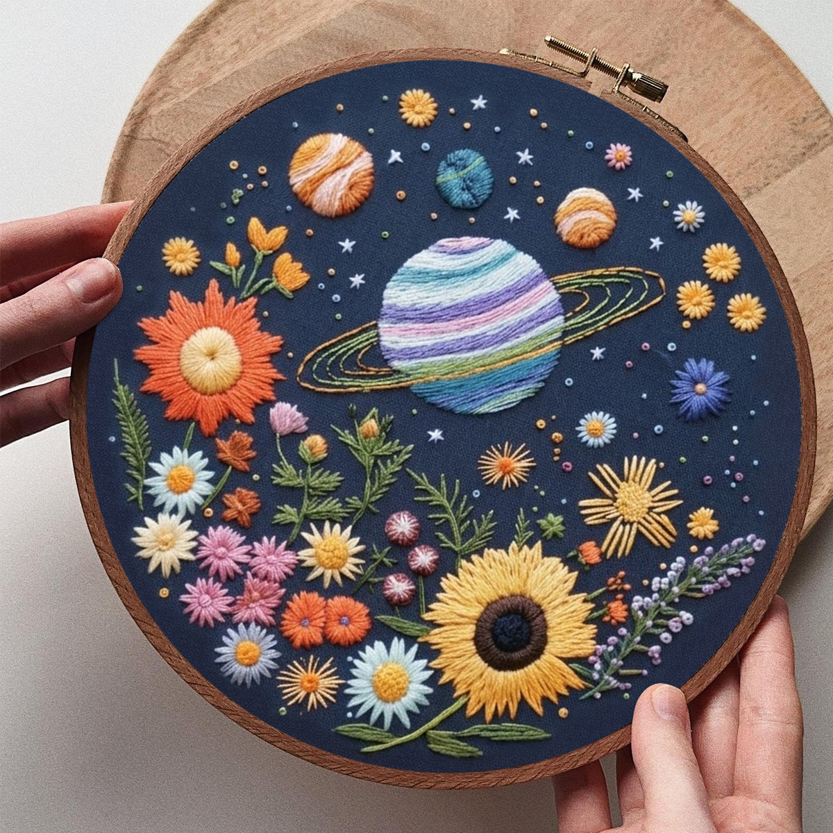 Rubbyoo Embroidery Kit - Floral Cosmic | Special DIY Birthday Gift | Intricate Planet & Flora Crewel Kit - image 5