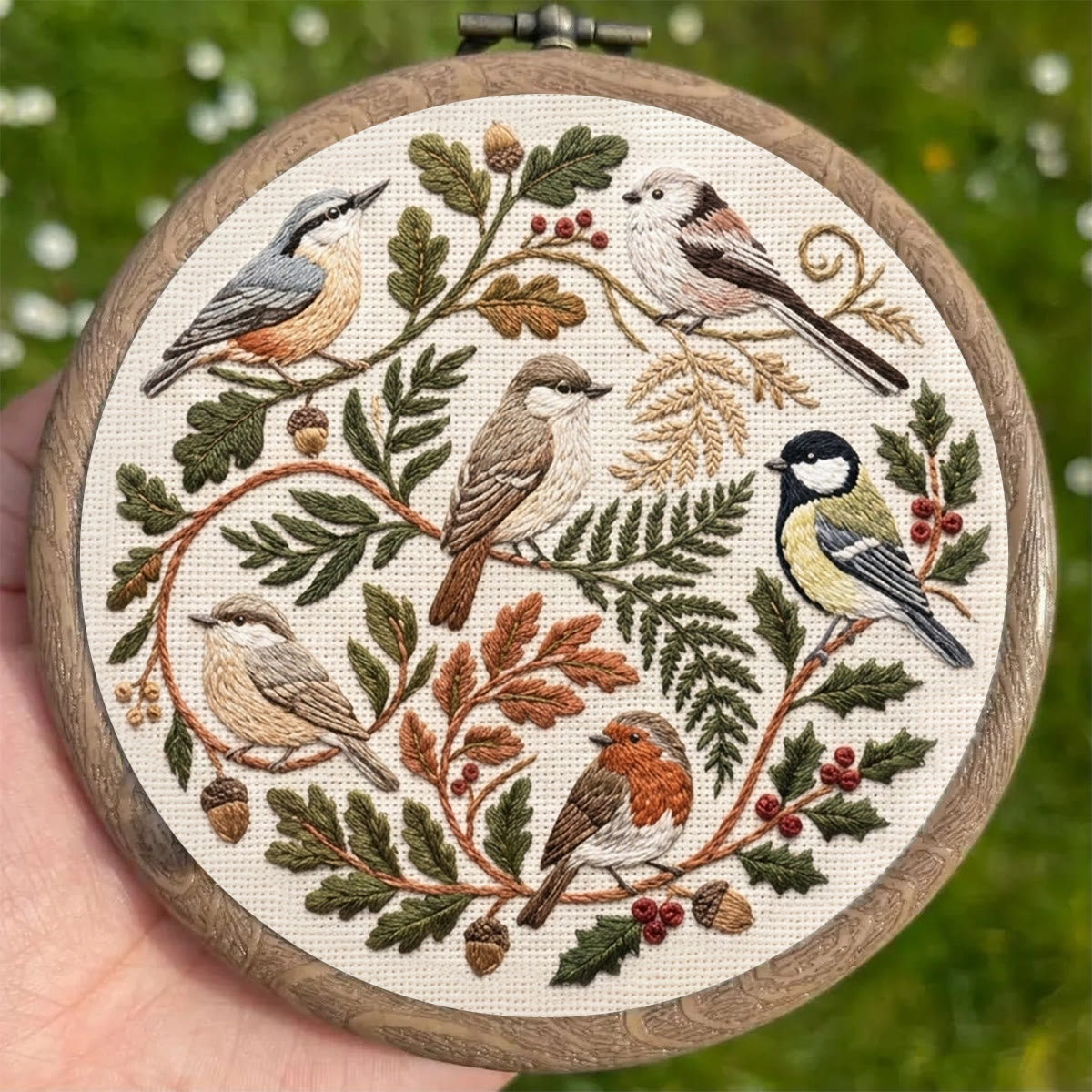 Rubbyoo Embroidery Kit - Forest Birds | Handmade Chic Home Accent  | Rustic Songbird Hoop Art - image 2