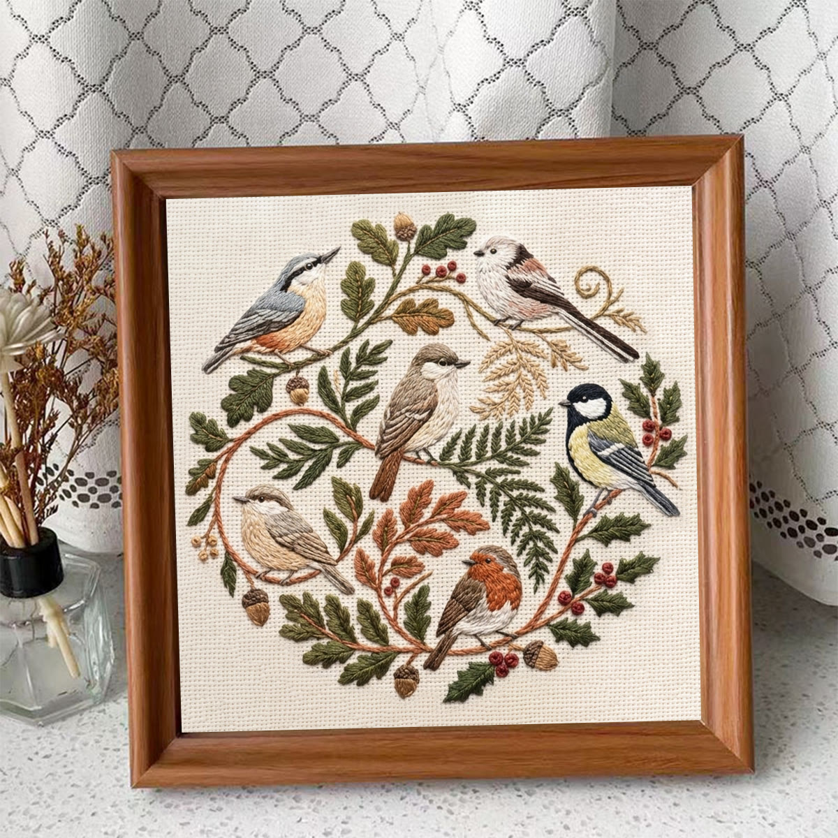 Rubbyoo Embroidery Kit - Forest Birds | Handmade Chic Home Accent  | Rustic Songbird Hoop Art - Embroidery Kit Plus An Extra Frame - image 10