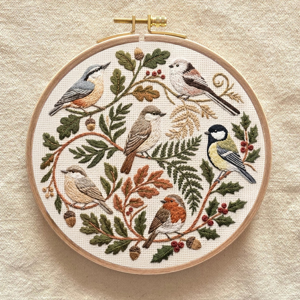 Rubbyoo Embroidery Kit - Forest Birds | Handmade Chic Home Accent  | Rustic Songbird Hoop Art - image 5