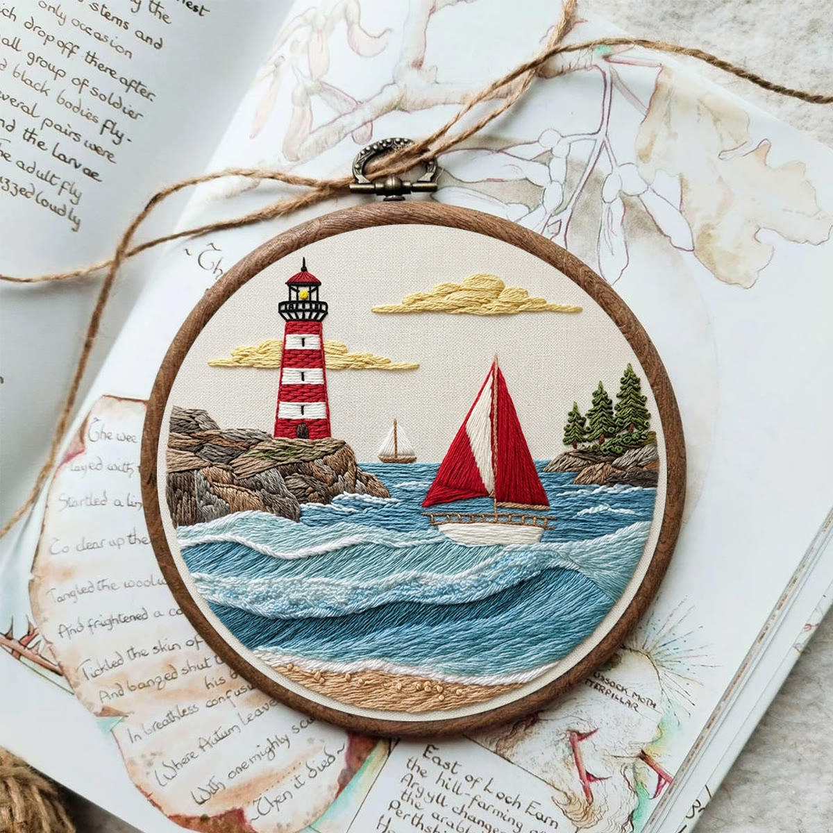 Rubbyoo Embroidery Kit - Ocean View | Nautical Theme Sewing Project | Hand-embroidered Housewarming Gift - image 7
