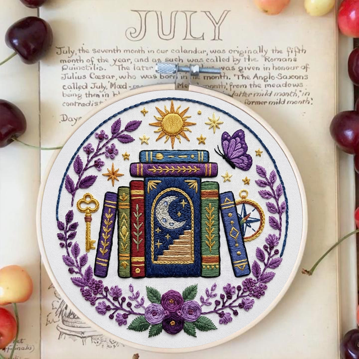 Rubbyoo Embroidery Kit - Celestial Books | Special DIY Bookshelf Decor | Handmade Gift For Book Lover - image 2