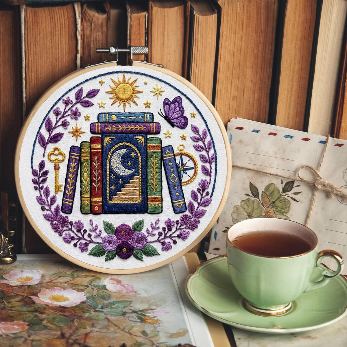 Rubbyoo Embroidery Kit - Celestial Books | Special DIY Bookshelf Decor | Handmade Gift For Book Lover - image 6