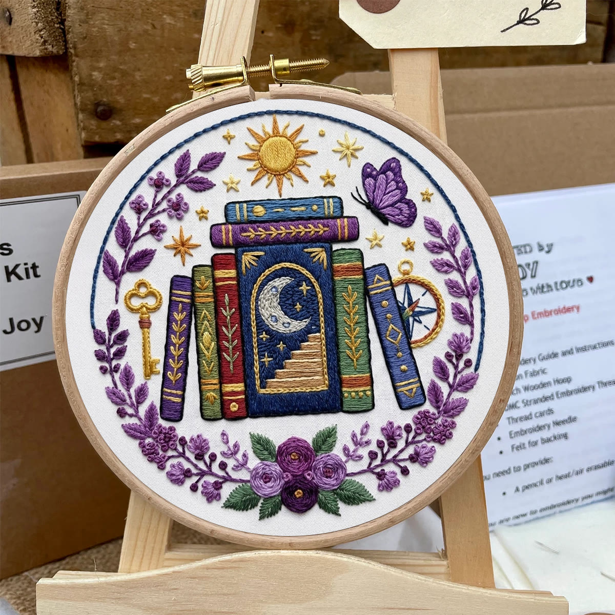Rubbyoo Embroidery Kit - Celestial Books | Special DIY Bookshelf Decor | Handmade Gift For Book Lover - image 4
