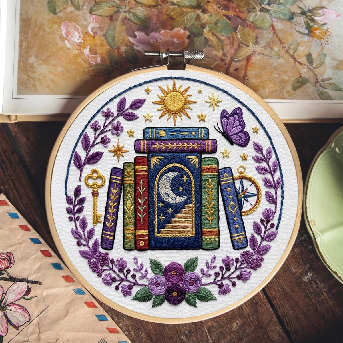 Rubbyoo Embroidery Kit - Celestial Books | Special DIY Bookshelf Decor | Handmade Gift For Book Lover - image 5