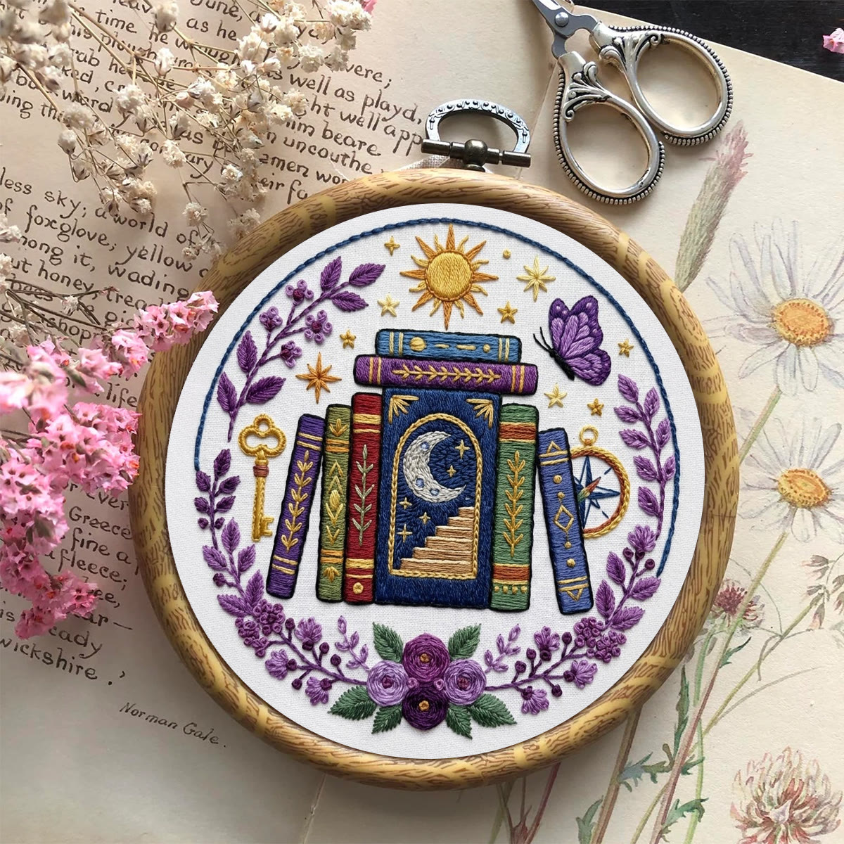 Rubbyoo Embroidery Kit - Celestial Books | Special DIY Bookshelf Decor | Handmade Gift For Book Lover - image 3