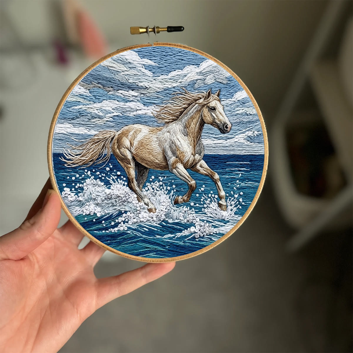 Rubbyoo Embroidery Kit - Surfing Horse | Aesthetic Ocean Horse Sewing Kit  | Intricate Animal-inspired Ornament - image 7