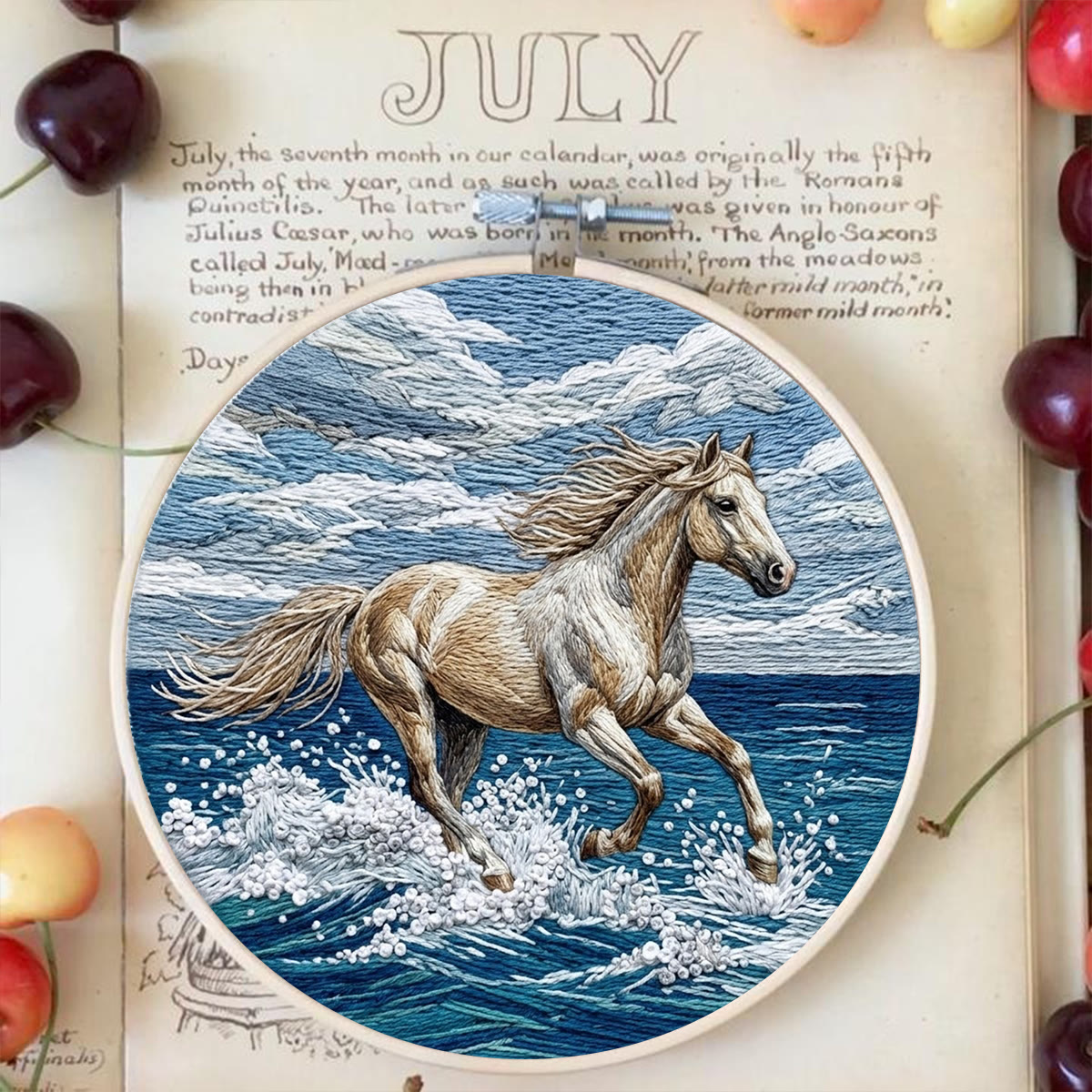 Rubbyoo Embroidery Kit - Surfing Horse | Aesthetic Ocean Horse Sewing Kit  | Intricate Animal-inspired Ornament - image 8