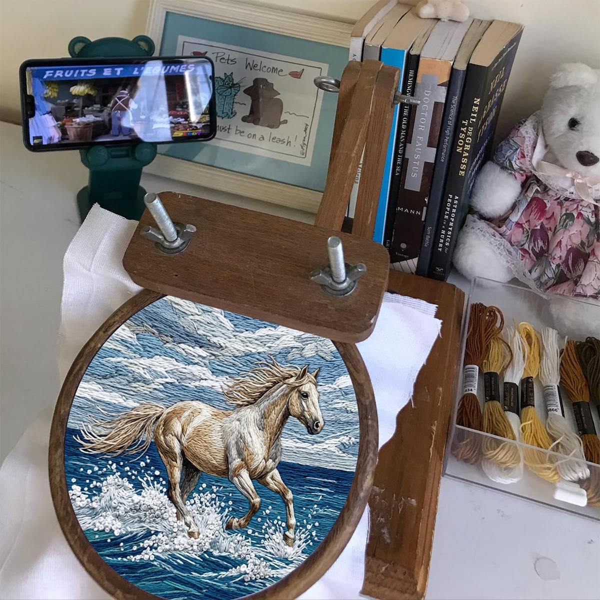 Rubbyoo Embroidery Kit - Surfing Horse | Aesthetic Ocean Horse Sewing Kit  | Intricate Animal-inspired Ornament - image 9