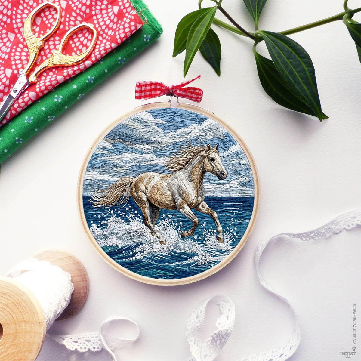 Rubbyoo Embroidery Kit - Surfing Horse | Aesthetic Ocean Horse Sewing Kit  | Intricate Animal-inspired Ornament - image 6