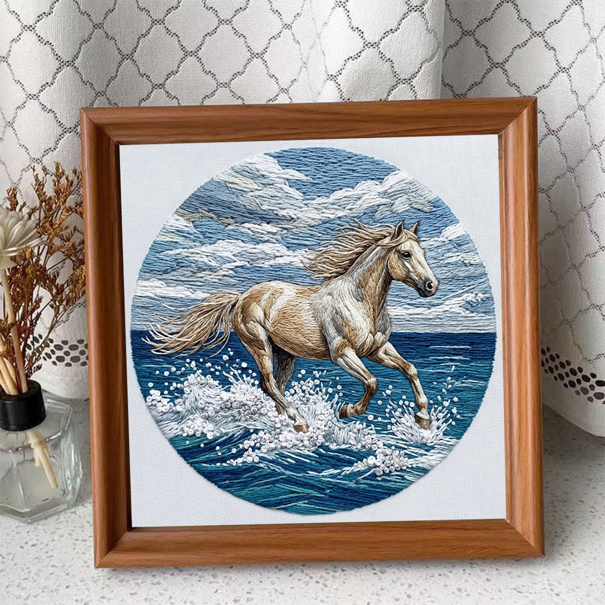 Rubbyoo Embroidery Kit - Surfing Horse | Aesthetic Ocean Horse Sewing Kit  | Intricate Animal-inspired Ornament - Embroidery Kit Plus An Extra Frame - image 11