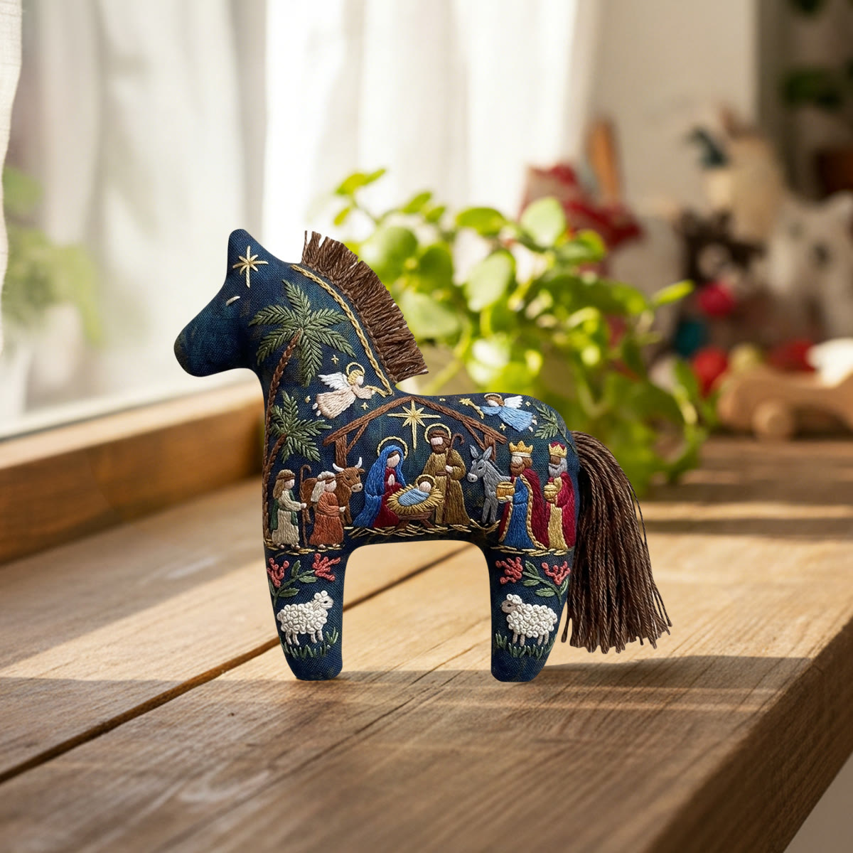 Rubbyoo Dala Horse Embroidery Kit - Christian Nativity Scene | Religious Holiday Accent | Christmas Nursery Decoration - image 2