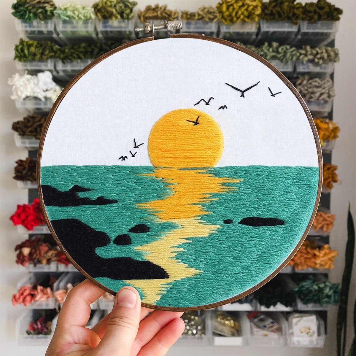 Rubbyoo Embroidery Kit - Twilight By The Sea | Thoughtful Stitiched Housewarming Gift | Elegant Seaside View Craft - image 3