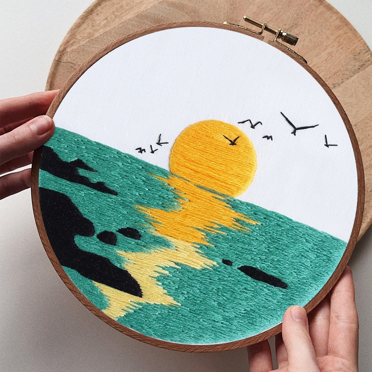 Rubbyoo Embroidery Kit - Twilight By The Sea | Thoughtful Stitiched Housewarming Gift | Elegant Seaside View Craft - image 4