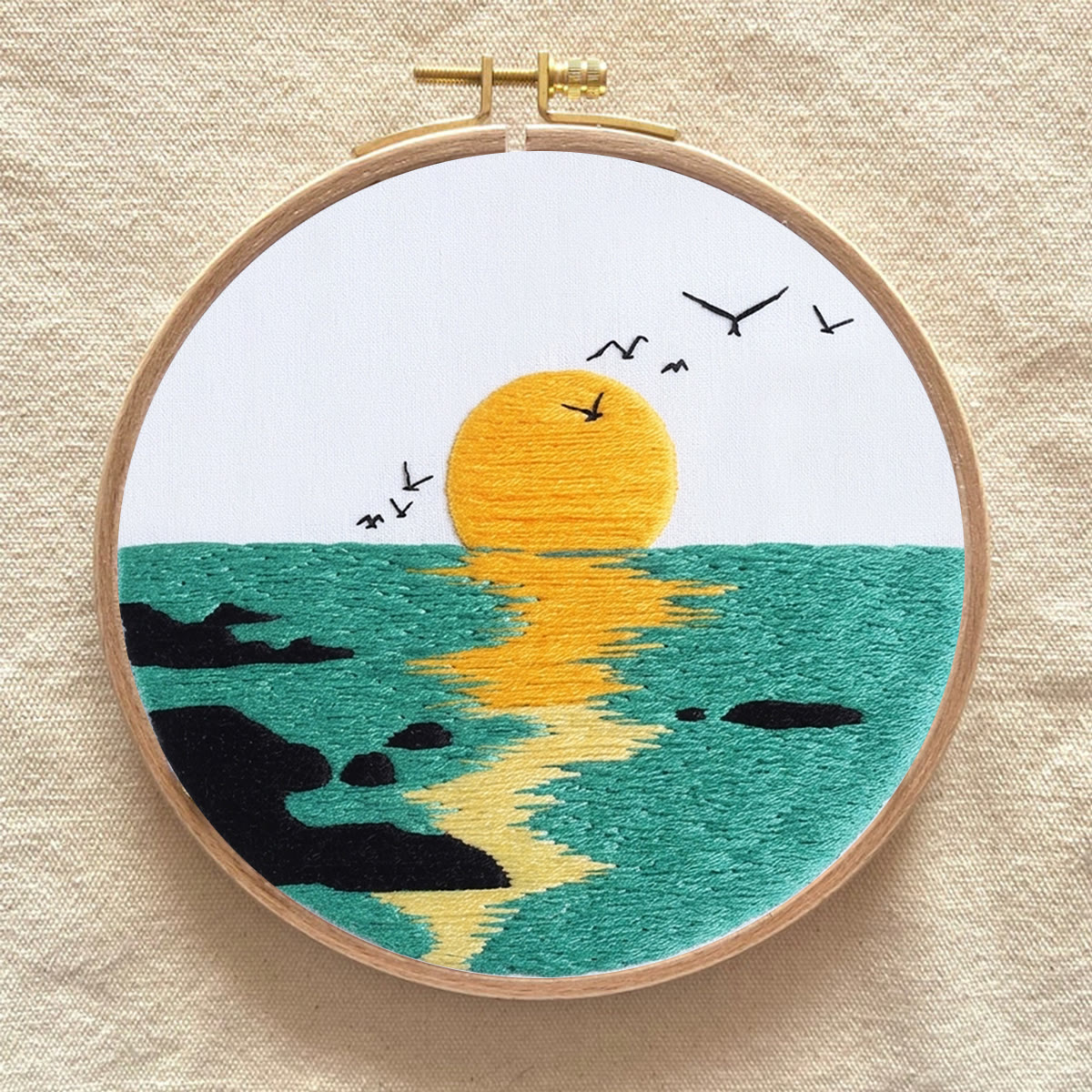 Rubbyoo Embroidery Kit - Twilight By The Sea | Thoughtful Stitiched Housewarming Gift | Elegant Seaside View Craft - image 6