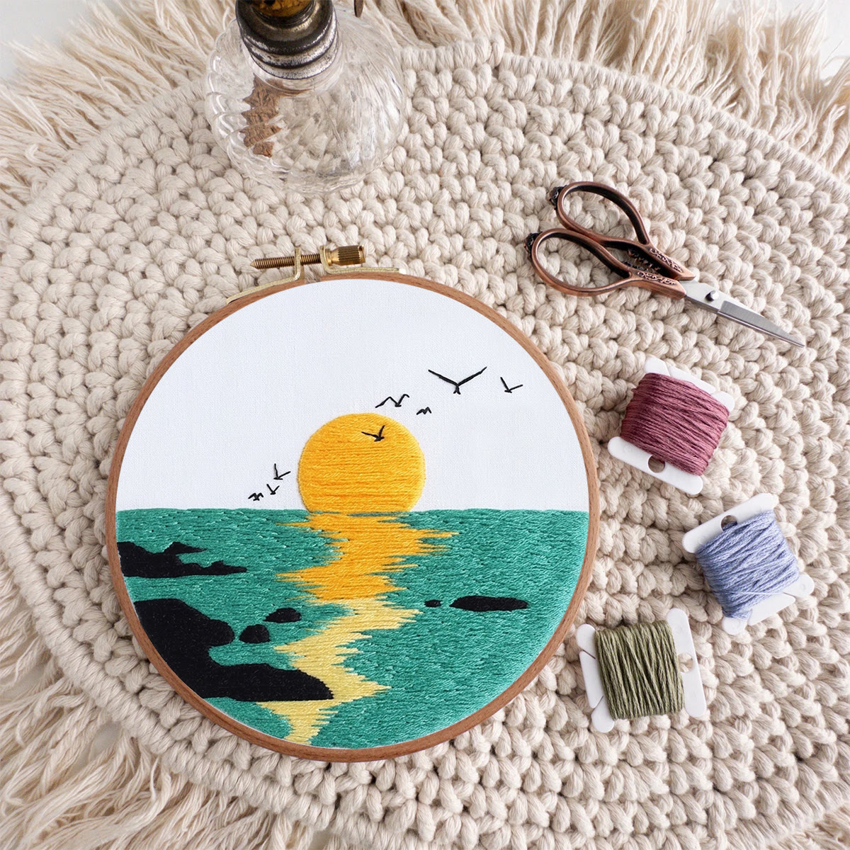 Rubbyoo Embroidery Kit - Twilight By The Sea | Thoughtful Stitiched Housewarming Gift | Elegant Seaside View Craft - image 9