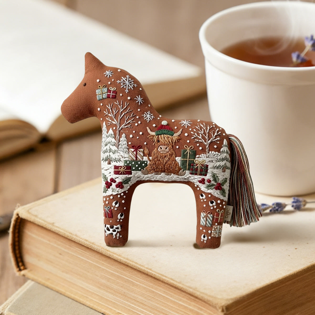 Rubbyoo Dala Horse Embroidery Kit - Cute Scottish Highland Calf | Cozy Christmas Decor Gift | Woodland Animal Craft - image 4