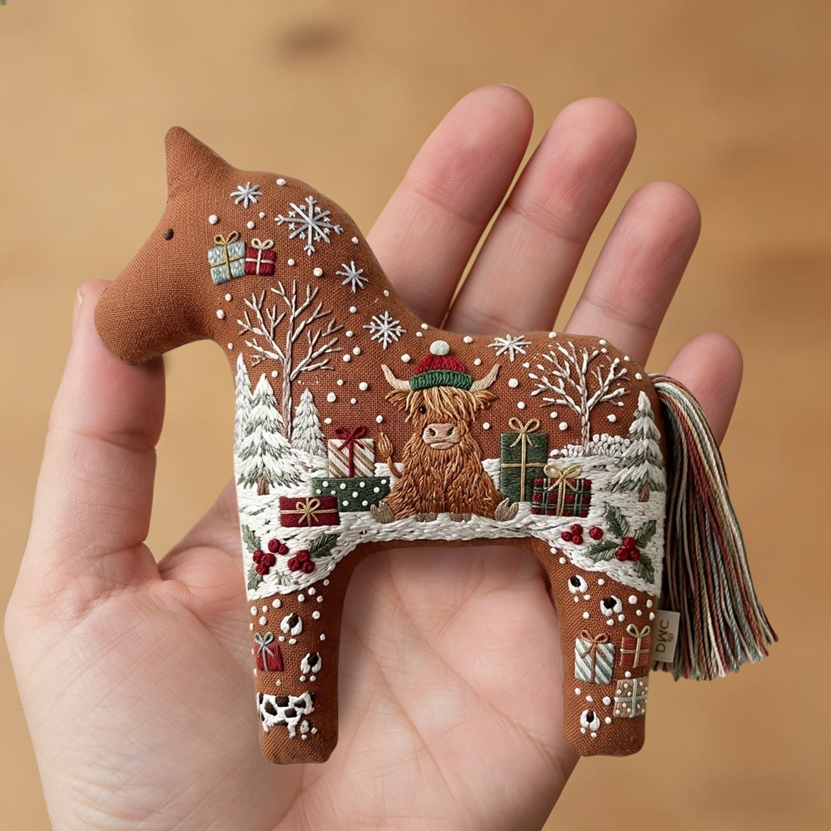 Rubbyoo Dala Horse Embroidery Kit - Cute Scottish Highland Calf | Cozy Christmas Decor Gift | Woodland Animal Craft - image 7