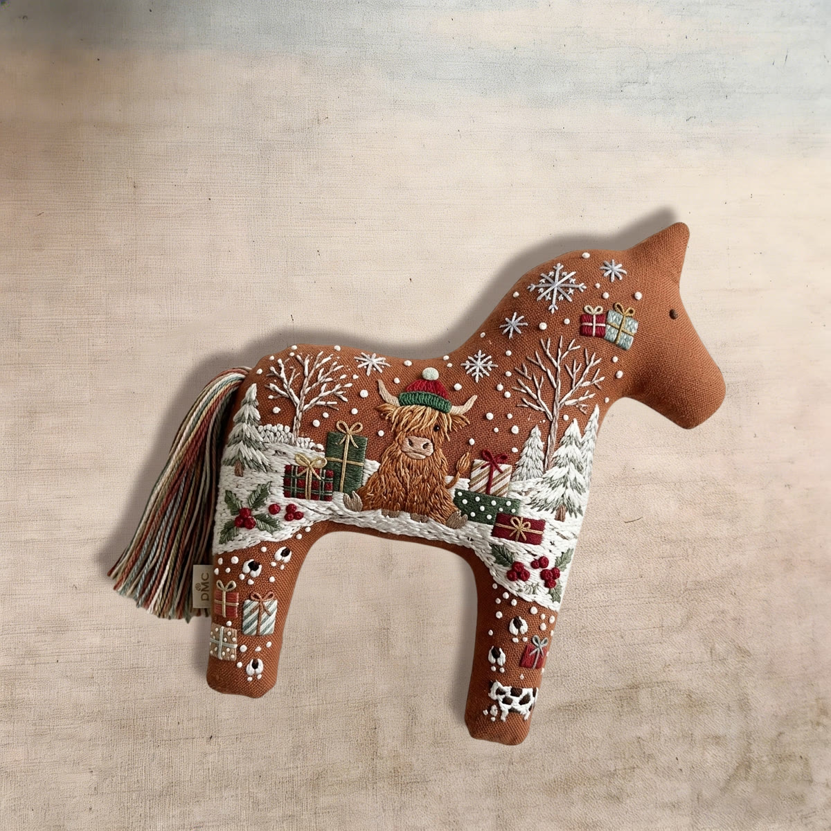 Rubbyoo Dala Horse Embroidery Kit - Cute Scottish Highland Calf | Cozy Christmas Decor Gift | Woodland Animal Craft - image 8