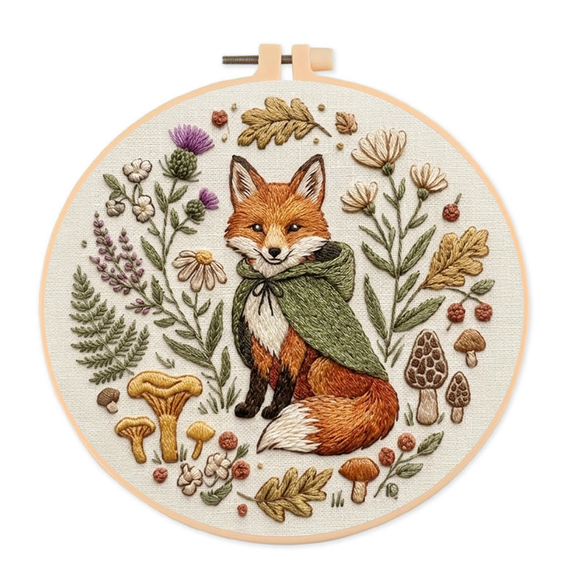 Rubbyoo Embroidery Kit - Fox In The Woodland | Fall Forest-themed Decor | Easy Sewing Perfect For New Hobby  - 20*20cm - image 1