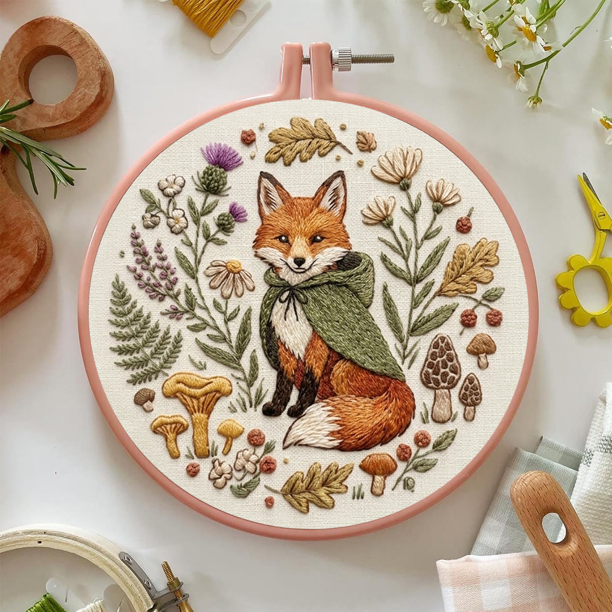 Rubbyoo Embroidery Kit - Fox In The Woodland | Fall Forest-themed Decor | Easy Sewing Perfect For New Hobby  - image 6