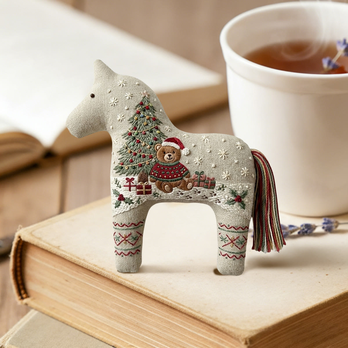Rubbyoo Dala Horse Embroidery Kit - Winter Woodland Teddy Bear | Christmas Cozy Craft Gift | Ideal Newborn Keepsake - image 5