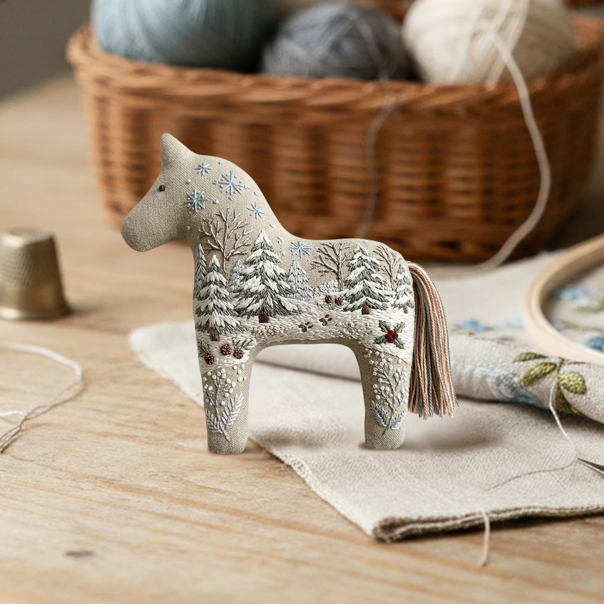 Rubbyoo Dala Horse Embroidery Kit - Scenic Snowy Landscape | Christmas Cozy Decor Gift | Easy Seasonal Needlework For Beginners - image 4