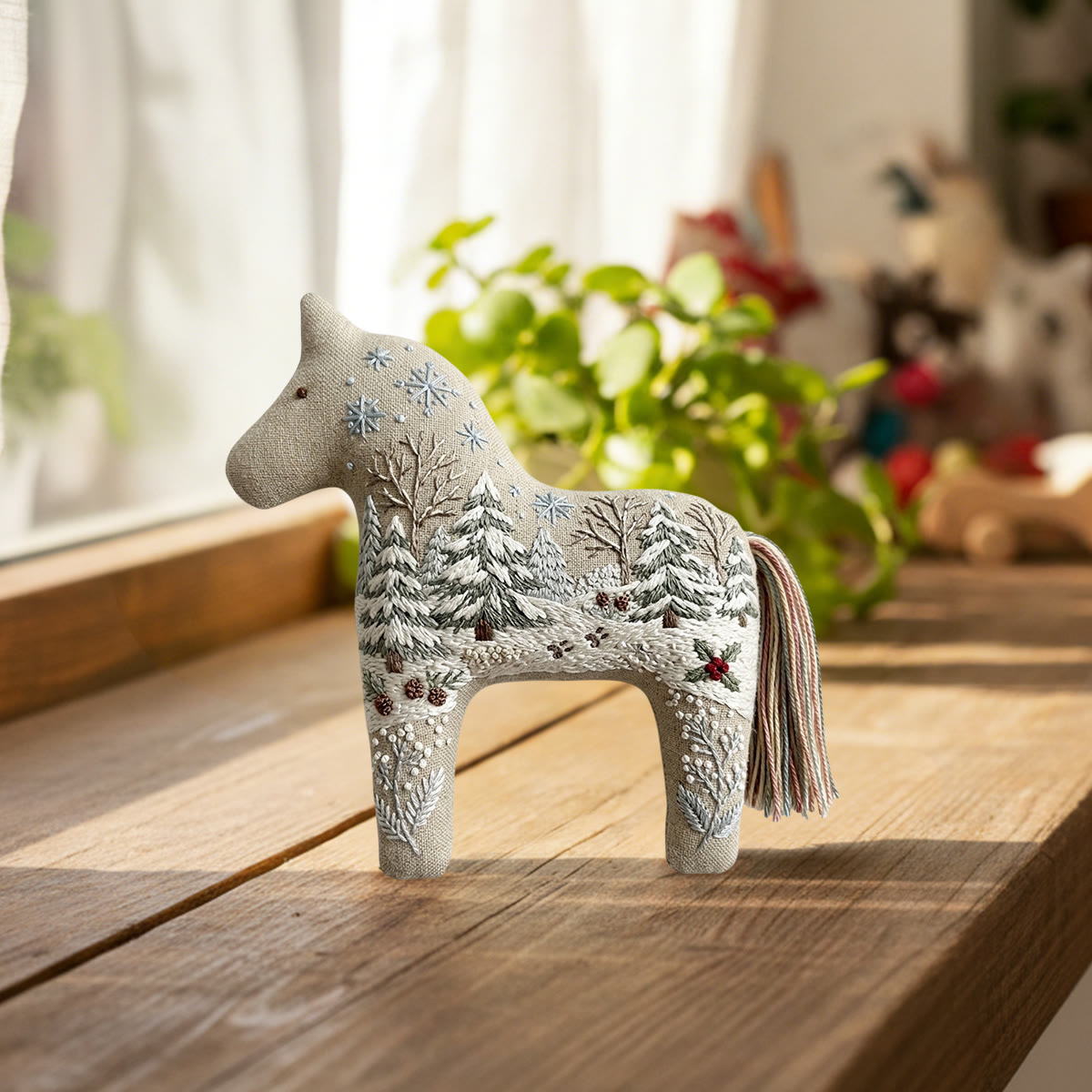 Rubbyoo Dala Horse Embroidery Kit - Scenic Snowy Landscape | Christmas Cozy Decor Gift | Easy Seasonal Needlework For Beginners - image 3
