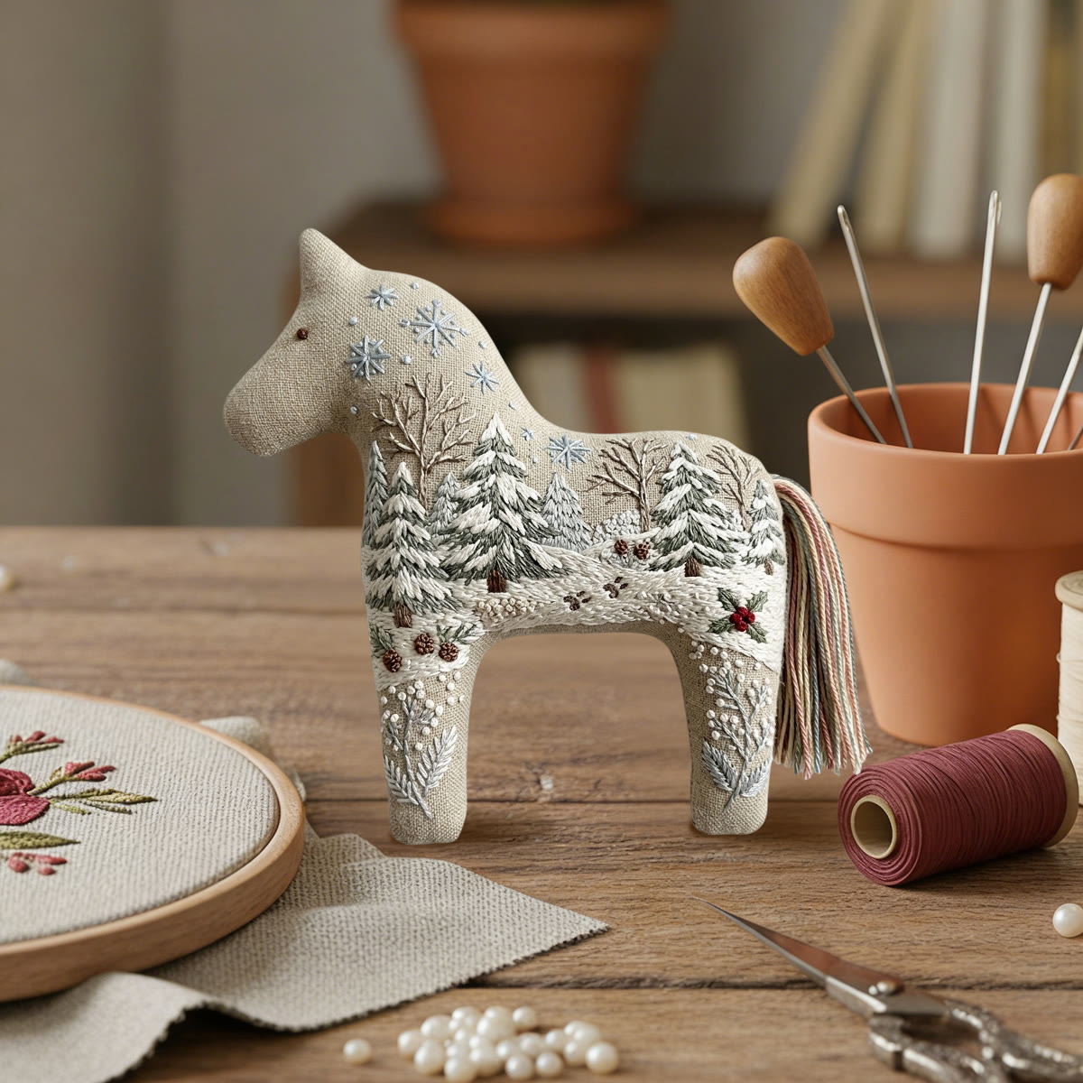 Rubbyoo Dala Horse Embroidery Kit - Scenic Snowy Landscape | Christmas Cozy Decor Gift | Easy Seasonal Needlework For Beginners - image 7