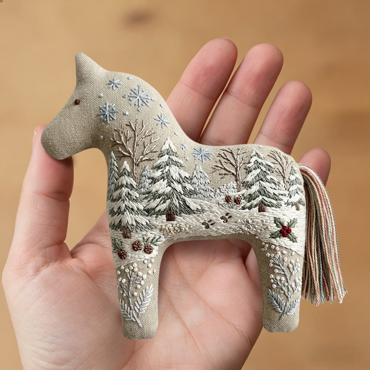 Rubbyoo Dala Horse Embroidery Kit - Scenic Snowy Landscape | Christmas Cozy Decor Gift | Easy Seasonal Needlework For Beginners - image 2