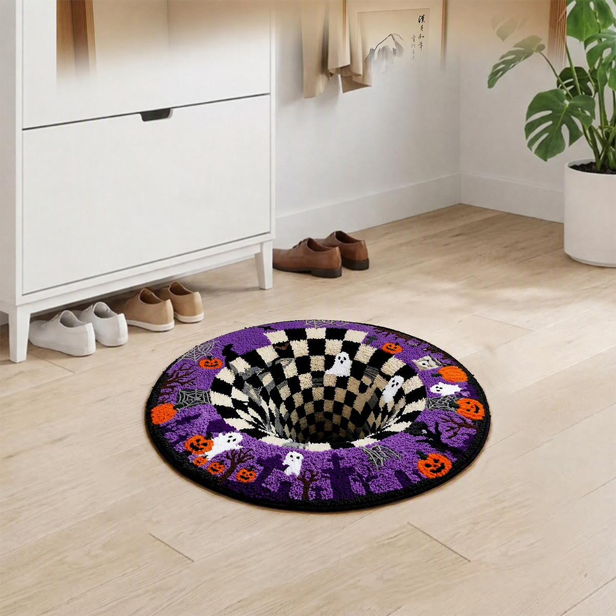 Rubbyoo Latch Hook Rug Kit - Halloween Black Hole | Decorative Optical Illusion Carpet | Spooky Stair Corner Rug   - image 8