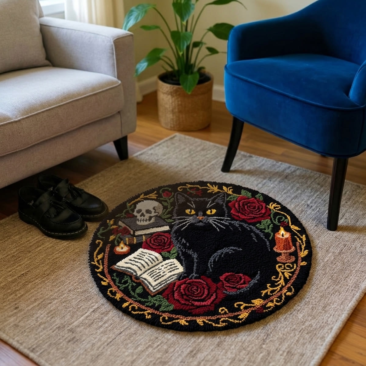 Rubbyoo Latch Hook Rug Kit - Witchy Black Cat | Gothic Halloween Ornament | Unique Gift Idea  - image 9