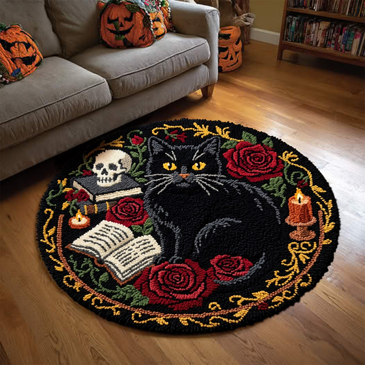 Rubbyoo Latch Hook Rug Kit - Witchy Black Cat | Gothic Halloween Ornament | Unique Gift Idea  - image 5