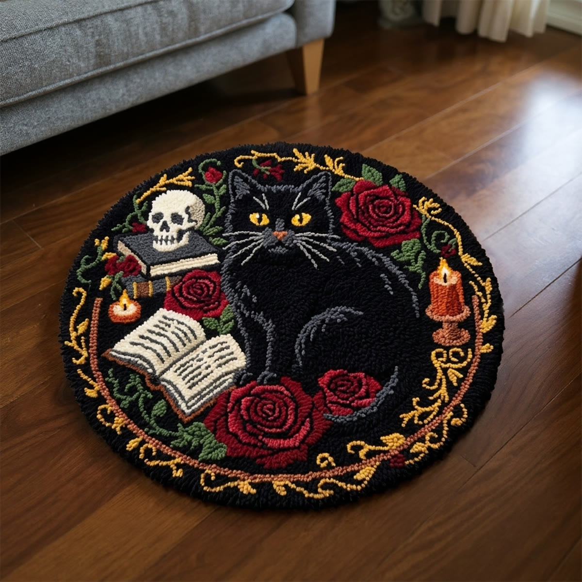 Rubbyoo Latch Hook Rug Kit - Witchy Black Cat | Gothic Halloween Ornament | Unique Gift Idea  - image 4
