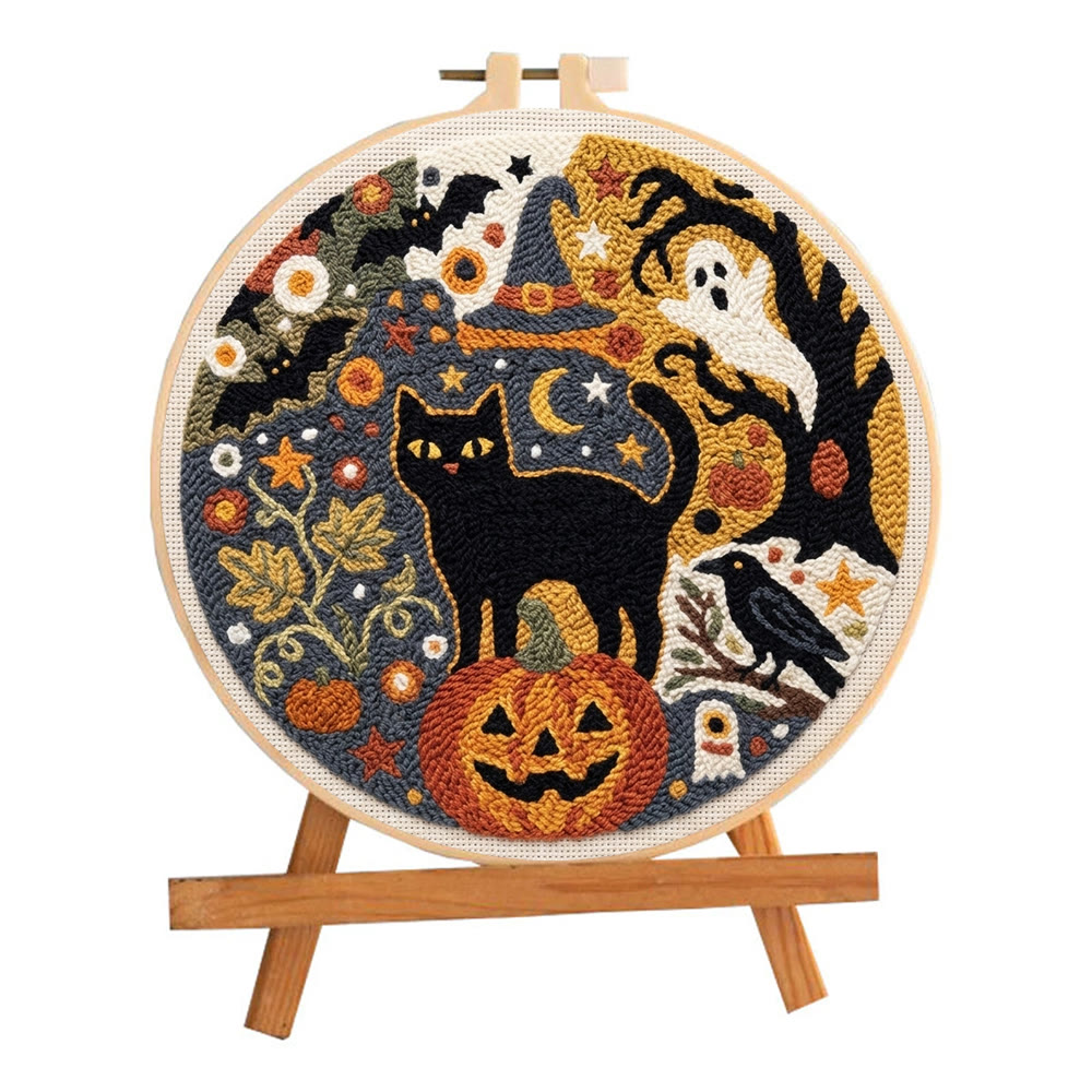 Ghost World Punch Needle Kit - Handmade Halloween Gift Idea | Gothic Ghost、Bats & Black Cat Motif - image 10