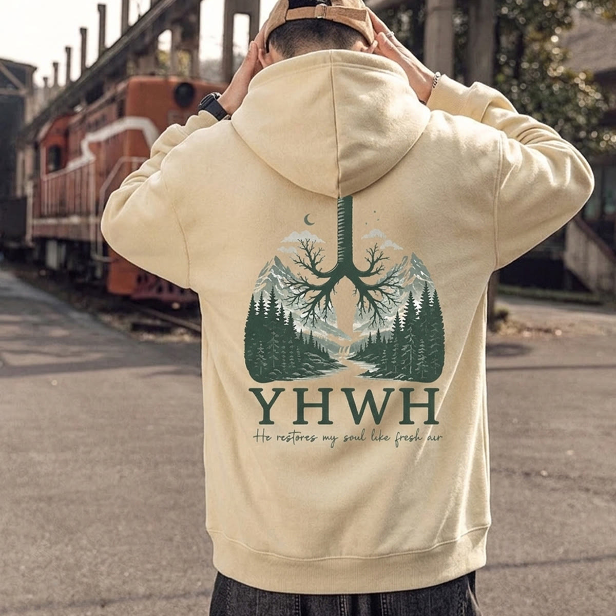 Rubbyoo He Restores My Soul Like Fresh Air YHWH Unisex Hoodie - image 3