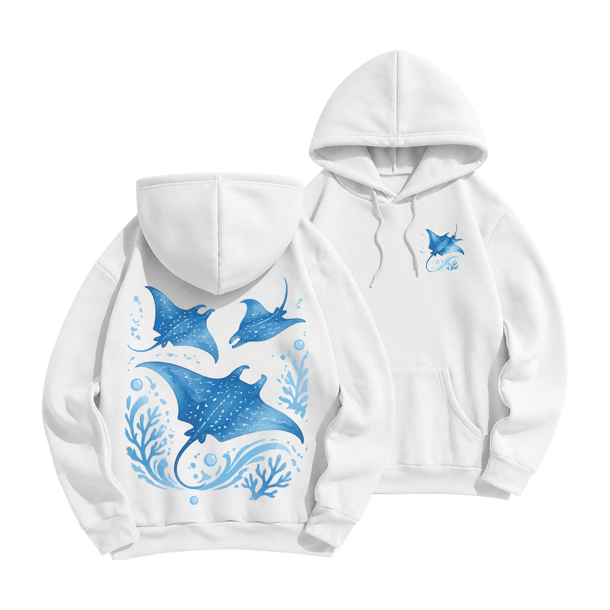 Rubbyoo Ocean Devil Fish Unisex Hoodie - White - 2XL - image 7