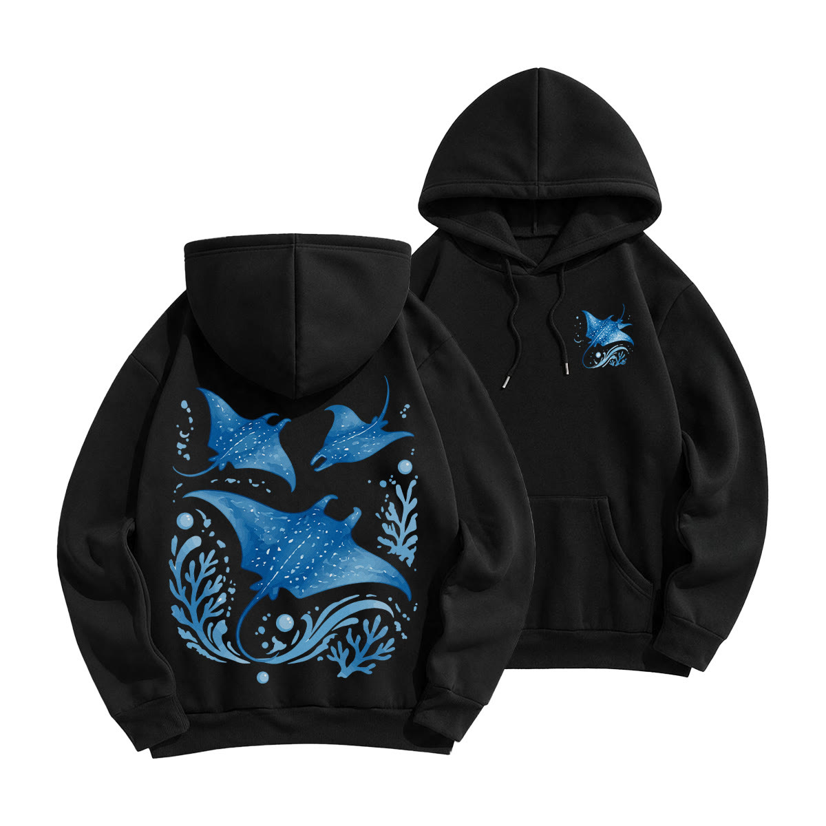 Rubbyoo Ocean Devil Fish Unisex Hoodie - Black - 2XL - image 10