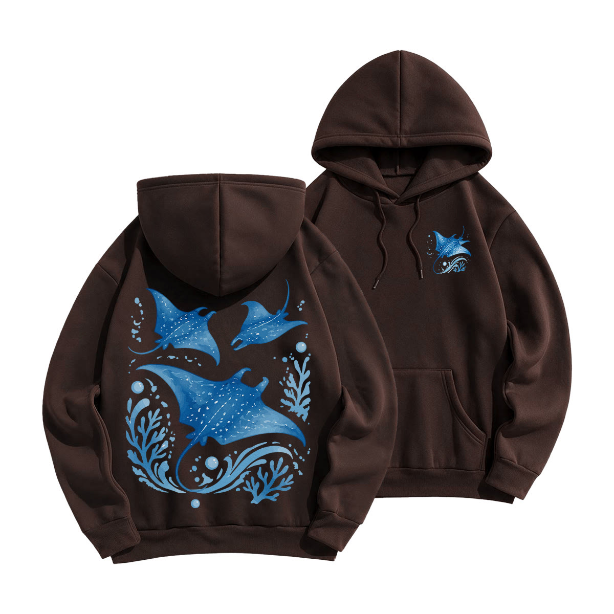 Rubbyoo Ocean Devil Fish Unisex Hoodie - Coffee - 2XL - image 16