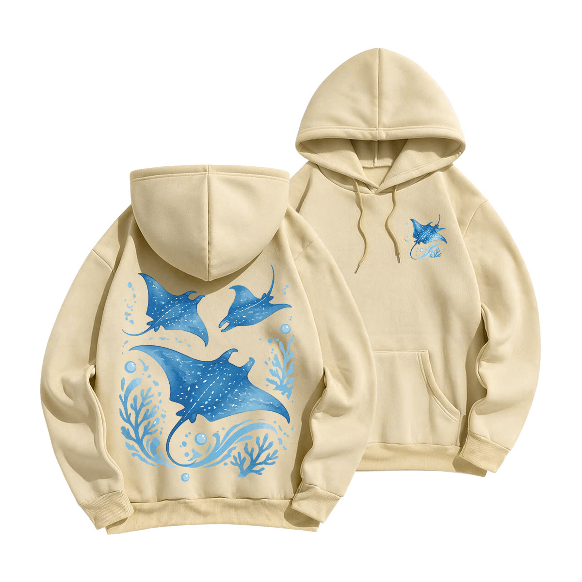 Rubbyoo Ocean Devil Fish Unisex Hoodie - Light Coffee - 2XL - image 13