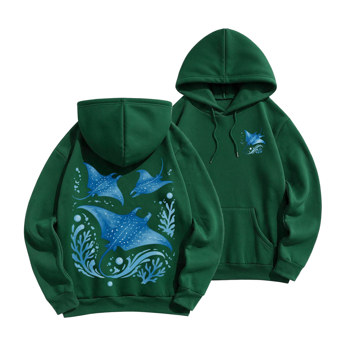 Rubbyoo Ocean Devil Fish Unisex Hoodie - Green - 2XL - image 19