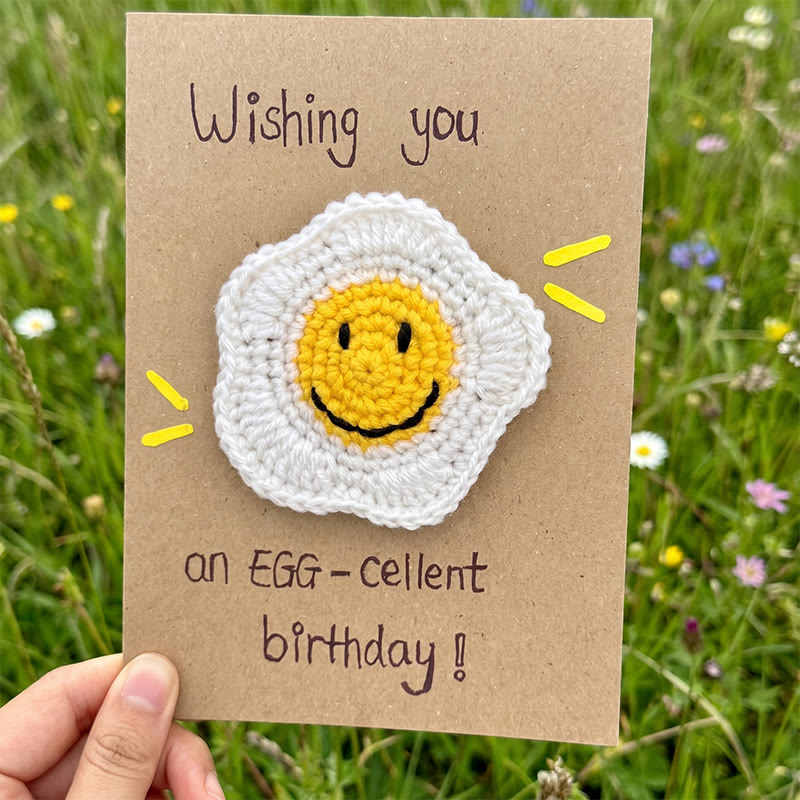 Rubbyoo 3d Festive Knitted Card - Unique Crochet Greeting Card  | Nice For Birthday & Anniversary & Father's Day  - Happy Birthday Card - EGG-Cellent - image 1