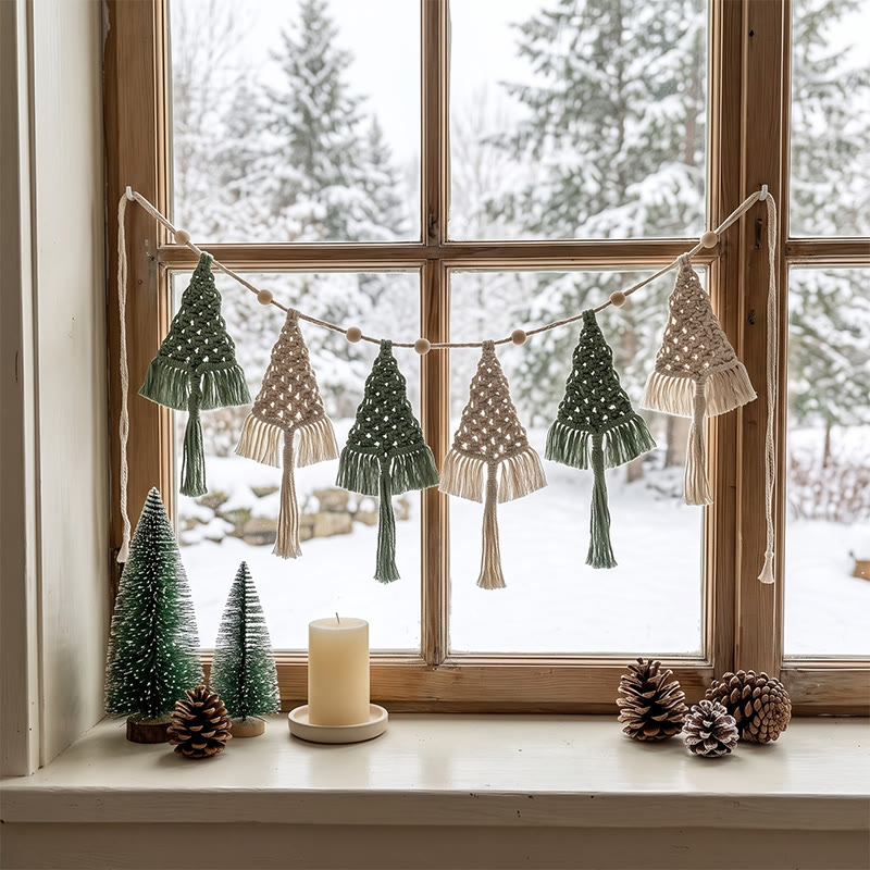 Rubbyoo Macrame Christmas Tree - Boho Festive Holiday Hanging | Christmas Wall Art Ornament Gift - B - image 5