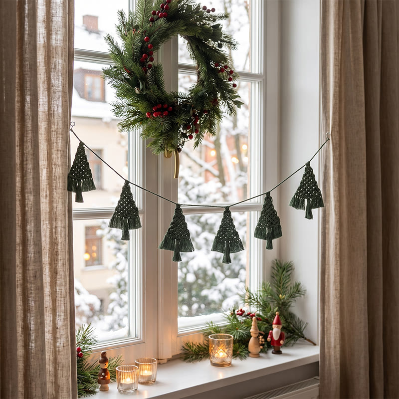 Rubbyoo Macrame Christmas Tree - Boho Festive Holiday Hanging | Christmas Wall Art Ornament Gift - C - image 4