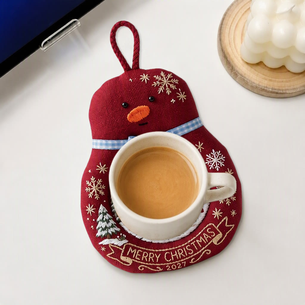 Rubbyoo Snowman Coaster Embroidery Kit - Christmas Red Cardinal | Snowy Pine Forest Holiday Decoration | Snowflake Tea Cup Mat - image 10