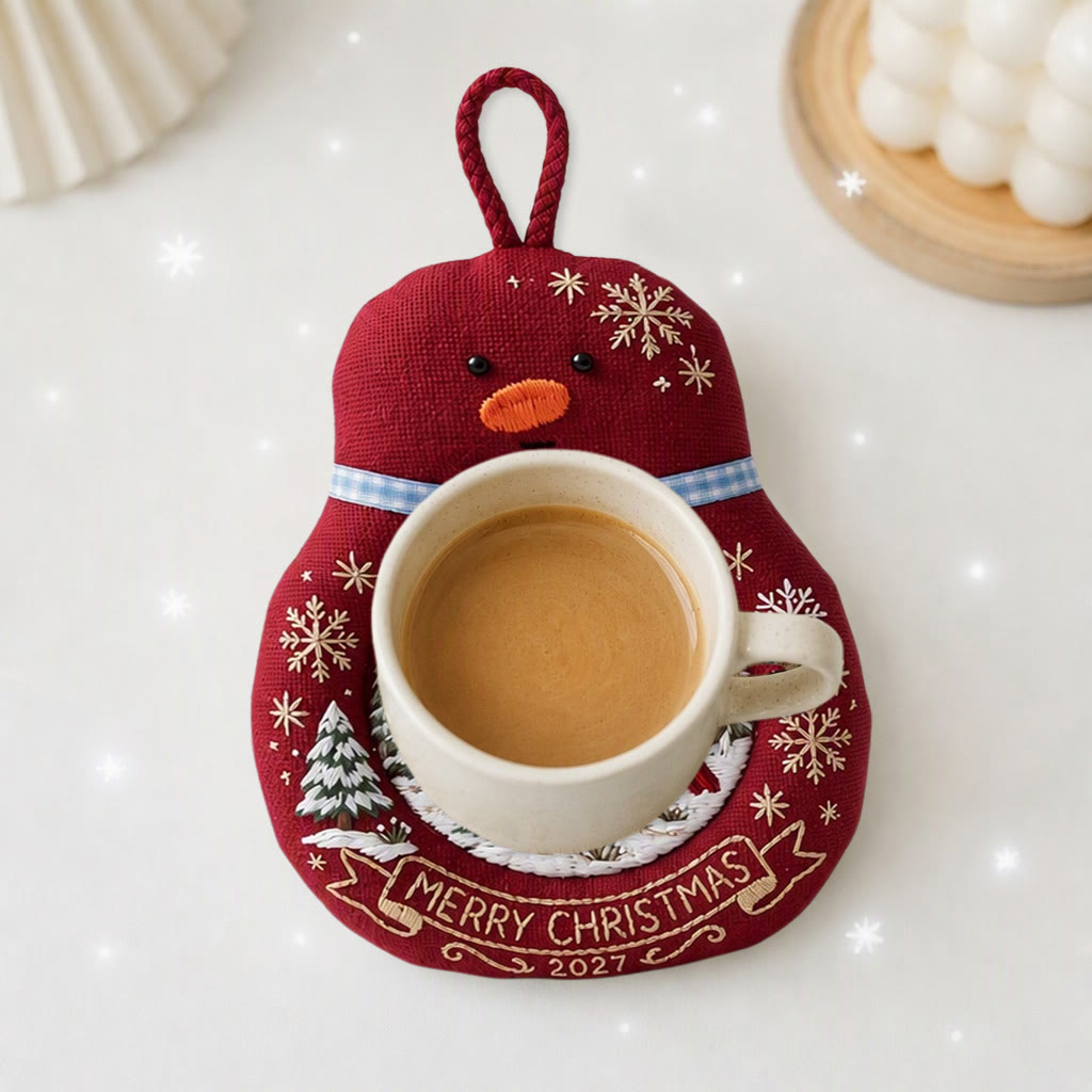 Rubbyoo Snowman Coaster Embroidery Kit - Christmas Red Cardinal | Snowy Pine Forest Holiday Decoration | Snowflake Tea Cup Mat - image 8
