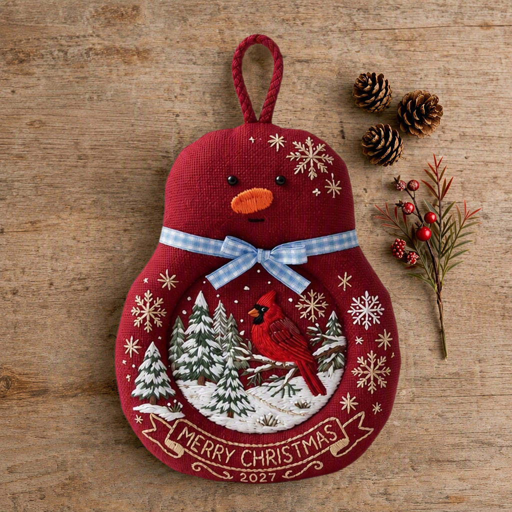 Rubbyoo Snowman Coaster Embroidery Kit - Christmas Red Cardinal | Snowy Pine Forest Holiday Decoration | Snowflake Tea Cup Mat - image 4