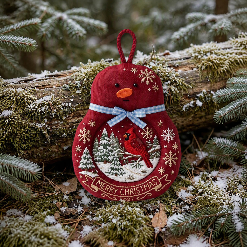 Rubbyoo Snowman Coaster Embroidery Kit - Christmas Red Cardinal | Snowy Pine Forest Holiday Decoration | Snowflake Tea Cup Mat - image 9